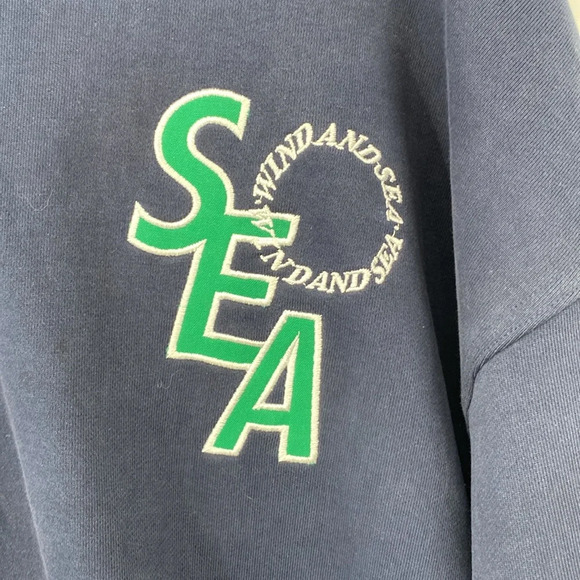 Wind and Sea‎ Hoodie Men's Size XL Navy Cotton Long Sleeve Drawstring Sweatshirt - Picture 4 of 12